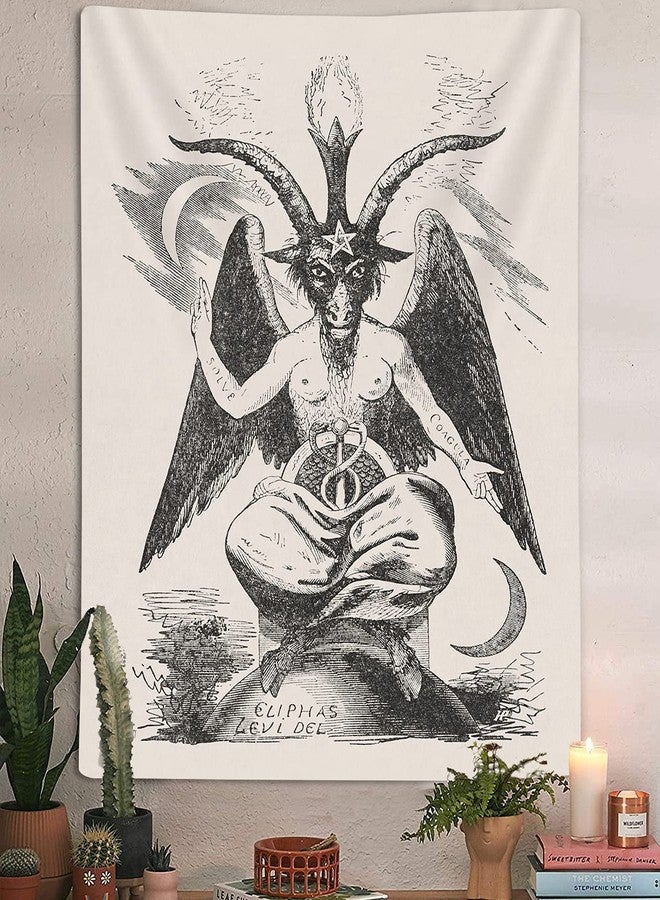 iTapnoom Gothic Devil Demon Tapestry Wall Hanging, Tarot Card Witch Divination Black Home Office Wall Decorations, Goat Head Tapestries for Bedroom Living Room Dorm 40X60 - Image 2